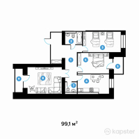 ЖК Столичный — 3-ком 99,1 м² (от 36 567 900 тг)