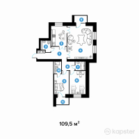 ЖК Столичный — 3-ком 109,5 м² (от 40 405 500 тг)