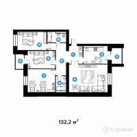 ЖК Столичный — 4-ком 132,2 м² (от 48 781 800 тг)