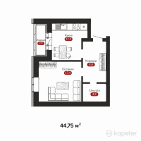 ЖК Kausar — 1-ком 44,8 м² (от 15 438 750 тг)