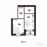 ЖК Kausar — 1-ком 46,1 м² (от 15 904 500 тг)