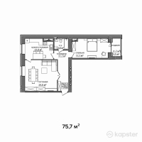 ЖК Байсанат 3 — 2-ком 75,7 м² (от 25 359 500 тг)