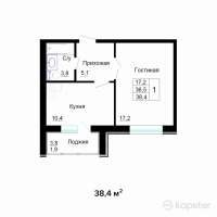 ЖК Otbasy Village — 1-ком 38,4 м² (от 9 984 000 тг)