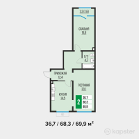 ЖК Tamarix City — 2-ком 69,9 м² (от 31 455 000 тг)