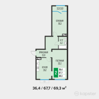 ЖК Tamarix City — 2-ком 69,3 м² (от 31 185 000 тг)
