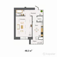 ЖК Turan — 1-ком 48,3 м² (от 18 354 000 тг)