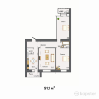 ЖК Turan — 3-ком 91,1 м² (от 34 618 100 тг)