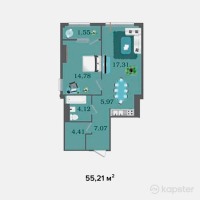ЖК Прайм Парк 2 — 2-ком 55,2 м² (от 22 636 100 тг)