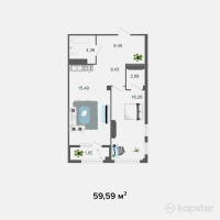 ЖК Прайм Парк 2 — 2-ком 59,6 м² (от 24 431 900 тг)