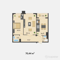 ЖК Престиж — 2-ком 70,4 м² (от 32 402 400 тг)