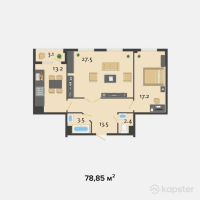 ЖК Престиж — 2-ком 78,9 м² (от 36 271 000 тг)