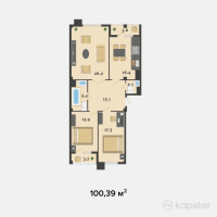 ЖК Престиж — 3-ком 100,4 м² (от 46 179 400 тг)