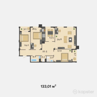ЖК Престиж — 4-ком 133 м² (от 61 184 600 тг)