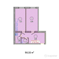 ЖК Улы Шанырак — 1-ком 50,3 м² (от 21 134 400 тг)