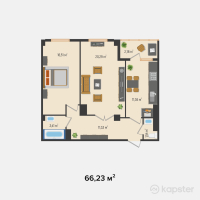 ЖК Modern City — 2-ком 66,2 м² (от 29 141 200 тг)