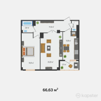 ЖК Modern City — 2-ком 66,6 м² (от 29 317 200 тг)