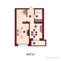 ЖК Avalon Residence — 1-ком 42,2 м² (от 18 976 500 тг)