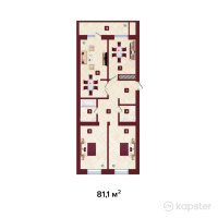 ЖК Avalon Residence — 3-ком 81,1 м² (от 36 495 000 тг)