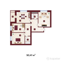 ЖК Avalon Residence — 3-ком 90,4 м² (от 40 684 500 тг)
