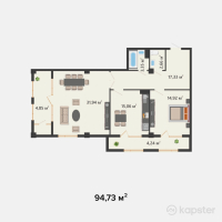 ЖК Khanzada — 2-ком 94,7 м² (от 44 523 100 тг)