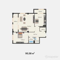 ЖК Khanzada — 2-ком 95,6 м² (от 44 922 600 тг)