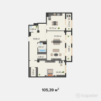 ЖК Khanzada — 2-ком 105,4 м² (от 49 533 300 тг)