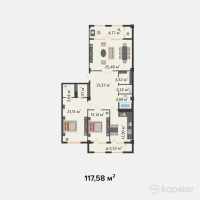 ЖК Khanzada — 3-ком 117,6 м² (от 55 262 600 тг)