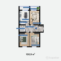 ЖК Aq Qala — 3-ком 100,9 м² (от 16 648 500 тг)