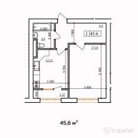 ЖК Sultan — 1-ком 45,6 м² (от 12 631 300 тг)
