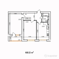ЖК Sultan — 2-ком 68,1 м² (от 18 869 400 тг)