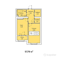 ЖК Кыран — 1-ком 57,8 м² (от 12 713 800 тг)