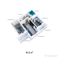 ЖК Шахар Plaza — 2-ком 61,2 м² (от 15 300 000 тг)