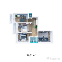 ЖК Шахар Plaza — 3-ком 94 м² (от 23 502 500 тг)