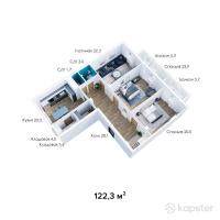 ЖК Шахар Plaza — 3-ком 122,3 м² (от 30 575 000 тг)