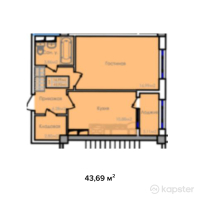 ЖК B-Group Plaza — 1-ком 43,7 м² (от 13 980 800 тг)