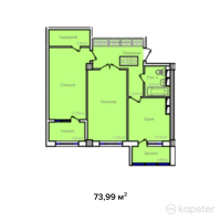 ЖК B-Group Plaza — 2-ком 74 м² (от 23 676 800 тг)