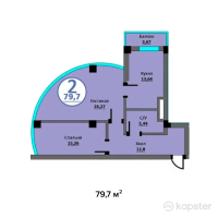 ЖК White House Residence — 2-ком 79,7 м² (от 30 286 000 тг)