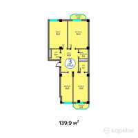 ЖК White House Residence — 3-ком 139,9 м² (от 53 162 000 тг)