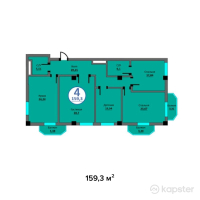ЖК White House Residence — 4-ком 159,3 м² (от 60 534 000 тг)