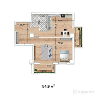 ЖК Магнат — 1-ком 54,9 м² (от 15 921 000 тг)
