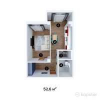 ЖК Мансур — 1-ком 52,6 м² (от 12 624 000 тг)