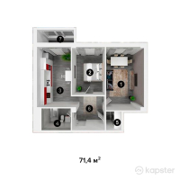 ЖК Мансур — 2-ком 71,4 м² (от 17 136 000 тг)