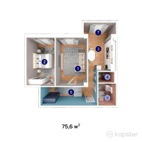 ЖК Мансур — 2-ком 75,6 м² (от 18 144 000 тг)