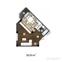 ЖК Капитал — 1-ком 52,5 м² (от 13 390 200 тг)