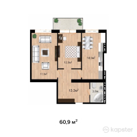 ЖК Мизам — 2-ком 60,9 м² (от 10 657 600 тг)