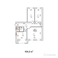 ЖК Qazyna House — 3-ком 104,3 м² (от 16 688 000 тг)