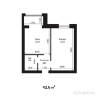 ЖК Baq Sarai — 1-ком 42,6 м² (от 10 224 000 тг)