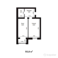 ЖК Baq Sarai — 1-ком 55,8 м² (от 13 392 000 тг)