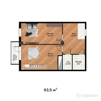 ЖК Shevchenco — 1-ком 63,5 м² (от 31 750 000 тг)