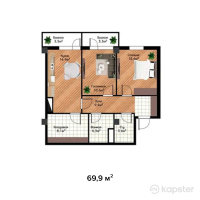 ЖК Shevchenco — 2-ком 69,9 м² (от 34 950 000 тг)